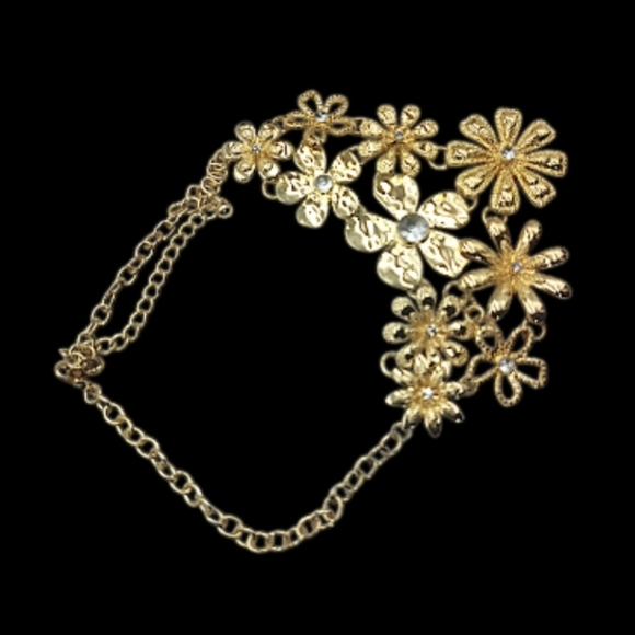 Gold Plated Floral Statement Necklace/Choker - Picture 8 of 9